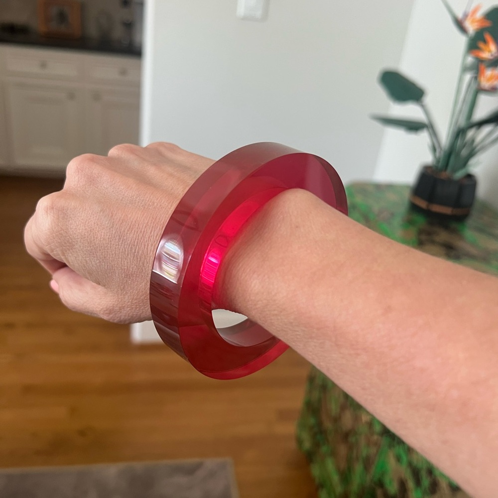 Bold Red Acrylic Bangle Bracelet